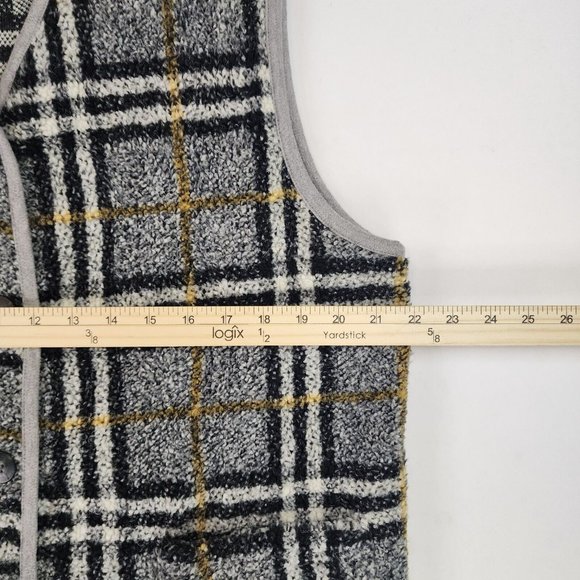 Adrienne Vittadini Vest Womens Large Gray Plaid Button Up Pockets Vintage USA - Picture 4 of 9